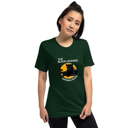 DMC Black Leopard Short Sleeve Tri-Blend Comfy T-shirt Diving Moose Coffee, LLC