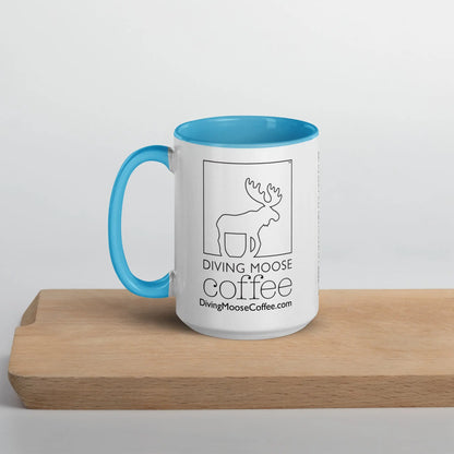 DMC White Glossy Mug with Choice of Color Inside (15 oz) Diving Moose Coffee, LLC